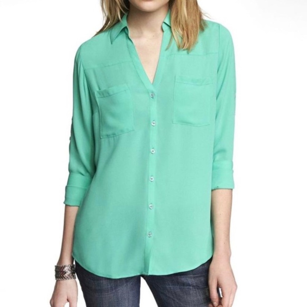 Seafoam Green Express Portofino Blouse-VERSATILE